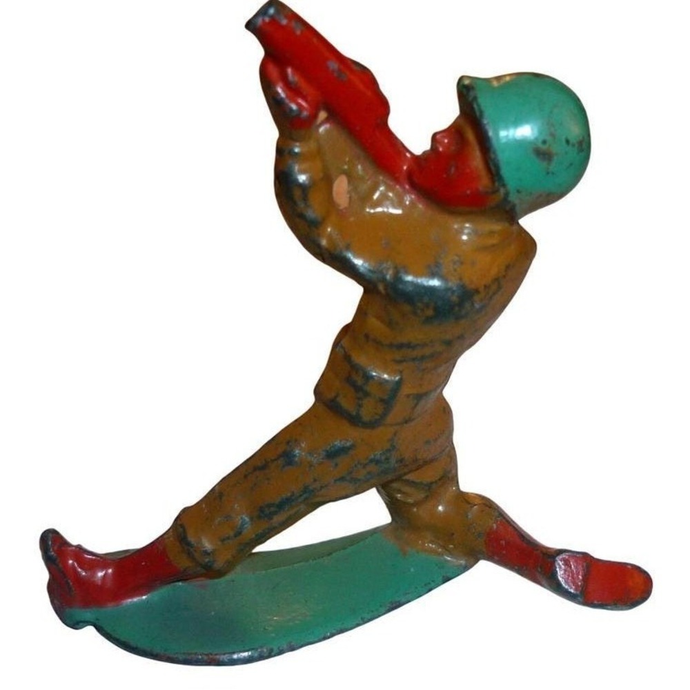 Vintage WWII Manoil Metal Toy Soldier Rifle Infantry Figure 3" Rifle Firing